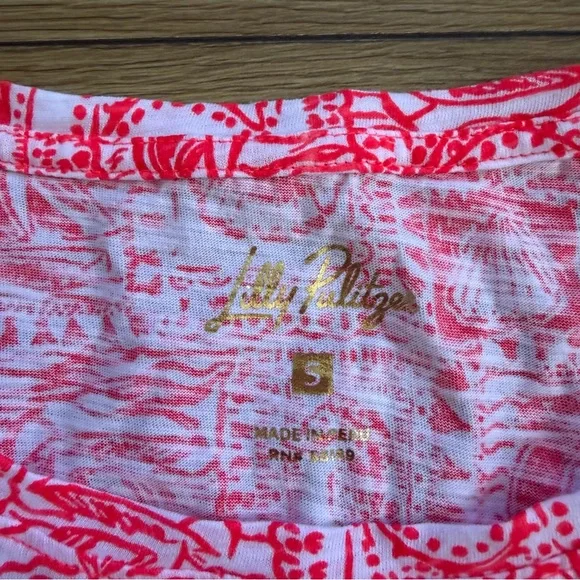 Lilly Pulitzer Small Seaside Harbour Print Short Sleeve Top Mizner Red - Picture 2 of 7